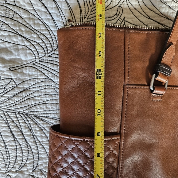 NWOT Vera Bradley Quilted Leather Tote Brown Camel - Picture 13 of 16